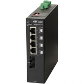 Omnitron Systems RuggedNet Unmanaged Ruggedized Industrial Gigabit, MM ST, RJ-45, Ethernet Fiber Switch - 4 x 10/100/1000BASE-T, 1 x 1000BASE-X, 2xDC Power, 5 Year Warranty 2880-0-14-2Z