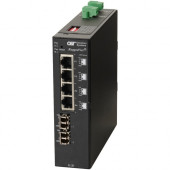 Omnitron Systems RuggedNet Unmanaged Ruggedized Industrial Gigabit, 2xSM LC, RJ-45, Ethernet Fiber Switch - 4 x 10/100/1000BASE-T, 1 x 1000BASE-X, 2xDC Power, 5 Year Warranty 2887-1-24-2Z