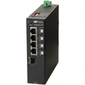 Omnitron Systems RuggedNet Unmanaged Ruggedized Industrial Gigabit, SFP, RJ-45, Ethernet Fiber Switch - 4 x 10/100/1000BASE-T, 1 x 1000BASE-X, 1xDC Power, 5 Year Warranty 2899-0-14-1Z