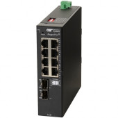 Omnitron Systems RuggedNet Unmanaged Ruggedized Industrial Gigabit, 2xSFP, RJ-45, Ethernet Fiber Switch - 8 x 10/100/1000BASE-T, 1 x 1000BASE-X, 1xDC Power, 5 Year Warranty 2899-0-28-1Z