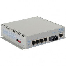 Omnitron Systems OmniConverter Managed Gigabit High Power 60W PoE, MM SC, RJ-45, Ethernet Fiber Switch - 4 x 10/100/1000BASE-T, 1 x 1000BASE-X, AC Power, 5 Year Warranty 3102-6-14-1