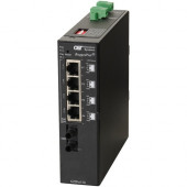 Omnitron Systems RuggedNet Unmanaged Industrial Gigabit High Power 60W PoE, SM ST, RJ-45, Ethernet Fiber Switch - 4 x 10/100/1000BASE-T, 1 x 1000BASE-X, 2xDC Power, 5 Year Warranty 3201-1-14-2Z