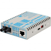 Omnitron Systems FlexPoint 10/100 Ethernet Fiber Media Converter RJ45 ST Single-Mode 60km - 1 x 10/100BASE-TX; 1 x 100BASE-LX; US AC Powered; Lifetime Warranty - RoHS, WEEE Compliance 4345-1