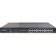 GeoVision GV-POE2411 24-Port Gigabit 802.3at Web Management PoE Switch - 24 Ports - Manageable - 2 Layer Supported - Modular - Twisted Pair, Optical Fiber - Rack-mountable, Under Table - 2 Year Limited Warranty 84-POE2411-001U
