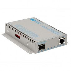 Omnitron Systems iConverter 10/100/1000 Gigabit Ethernet Fiber Media Converter SFP - 1 x 10/100/1000BASE-T; 1 x 100/1000BASE-X (SFP); Wall-Mount Standalone; US AC Powered; Lifetime Warranty - RoHS, WEEE Compliance 8539N-0-D