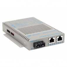 Omnitron Systems OmniConverter 10/100 PoE Ethernet Fiber Media Converter Switch RJ45 SC Multimode 5km Wide Temp - 2 x 10/100BASE-TX; 1 x 100BASE-FX; US AC Powered; Lifetime Warranty - RoHS, WEEE Compliance 9302-0-21W