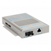 Omnitron Systems OmniConverter SL 10/100 PoE Ethernet Fiber Media Converter Switch RJ45 ST Single-Mode 30km Wide Temp - 1 x 10/100BASE-TX; 1 x 100BASE-LX; DC Powered; Lifetime Warranty - RoHS, WEEE Compliance 9341-1-19W