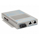 Omnitron Systems OmniConverter SL 10/100 PoE Ethernet Fiber Media Converter Switch RJ45 SC Multimode 5km Wide Temp - 2 x 10/100BASE-TX; 1 x 100BASE-FX; US DC Powered; Lifetime Warranty - RoHS, WEEE Compliance 9342-0-29W