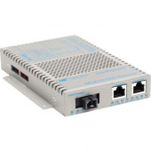 Omnitron Systems OmniConverter 10/100/1000 PoE+ Gigabit Ethernet Single-Fiber Media Converter Switch RJ45 SC Single-Mode 20km Wide Temp - 2 x 10/100/1000BASE-T; 1 x 1000BASE-BX-D (1550/1310); US AC Powered; Lifetime Warranty - RoHS, WEEE Compliance 9431-1