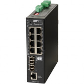 Omnitron Systems RuggedNet Managed Industrial Gigabit PoE+, 2xSM LC, RJ-45, Ethernet Fiber Switch - 8 x 10/100/1000BASE-T, 2 x 1000BASE-X, 2xDC Power, 5 Year Warranty 9547-1-28-2Z