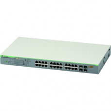 Allied Telesis 24-port 10/100/1000T WebSmart Switch with 4 SFP Ports and PoE+ - 24 Ports - 2 Layer Supported - Modular - Twisted Pair, Optical Fiber - Rack-mountable, Wall Mountable, Desktop - TAA Compliance AT-GS950/28PS-10