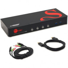 Siig 4 Port 4K 60HZ DisplayPort 1.2 KVM Switch with USB 3.0 and Multi-Media ports - DP KVM Switch CE-DP0G11-S1