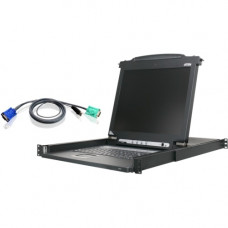 ATEN 16-Port 17in. Single Rail LCD KVM Bundle-TAA Compliant - 16 Computer(s) - 17" LCD - XGA - 1280 x 1024 - 17 - Daisy Chain - Keyboard - TouchPad - 1U High - PC, Linux CL1016MUKIT