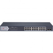 Hikvision 24 Port Gigabit Smart PoE Switch - 24 Ports - Manageable - Gigabit Ethernet - 1000Base-T, 1000Base-X - 2 Layer Supported - Modular - 2 SFP Slots - Power Supply - 400 W Power Consumption - 370 W PoE Budget - Optical Fiber, Twisted Pair - PoE Port