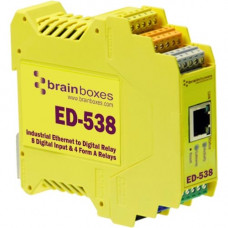 Brainboxes - Ethernet to 4 Relays and 8 Digital Inputs + RS485 Gateway - RoHS, WEEE Compliance ED-538