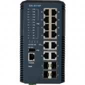 Advantech 12GE PoE+4G SFP Managed Ethernet Switch - 12 x Gigabit Ethernet Network, 4 x Gigabit Ethernet Expansion Slot - Manageable - Twisted Pair, Optical Fiber - Modular - 2 Layer Supported - DIN Rail Mountable - 5 Year Limited Warranty EKI-9316-P0ID42E