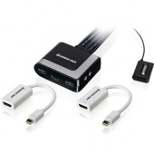 IOGEAR 2-Port HD Cable KVM with MiniDisplayPort Adapters Bundle - 2 Computer(s) - 1 Local User(s) - 1920 x 1200 - 2 x USB - 1 x HDMI GCS62HMDPKIT