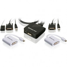 IOGEAR 2-Port USB DVI Cable KVM with MiniDisplayPort Adapters Bundle - 2 Computer(s) - 1 Local User(s) - 1920 x 1200 - 2 x USB - 1 x DVI GCS922MDPKIT