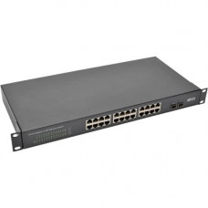 Tripp Lite 24-Port Gigabit Ethernet Switch Rackmount Unmanaged Metal 1U - 24 Ports - 2 x Expansion Slots - 1000Base-T, 1000Base-X - Modular - 24 x Network, 2 x Expansion Slot - Twisted Pair, Optical Fiber - Gigabit Ethernet - Shared SFP Slot - 2 x SFP Slo