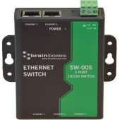 Brainboxes SW-005 Unmanaged Ethernet Switch 5 Ports - 5 Ports - 2 Layer Supported - Twisted Pair - Rail-mountable, Wall Mountable - Lifetime Limited Warranty SW-005-X100M