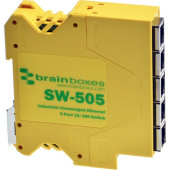 Brainboxes Industrial Compact Ethernet 5 Port Switch DIN Rail Mountable - 5 Ports - TAA Compliant - 2 Layer Supported - Twisted Pair - Rail-mountable - Lifetime Limited Warranty SW-505