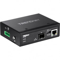 Trendnet Hardened Industrial 100/1000 Base-T to SFP Media Converter - 1 x Network (RJ-45) - Multi-mode, Single-mode - Gigabit Ethernet - 1000Base-T, 1000Base-X - 1 x Expansion Slots - SFP - 1 x SFP Slots - Rail-mountable, Wall Mountable - TAA Compliance T