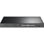 TP-Link JetStream 16-Port Gigabit Easy Smart PoE/PoE+ Switch - 16 Ports - Manageable - 2 Layer Supported - Modular - Optical Fiber, Twisted Pair - Rack-mountable, Desktop TL-SG1218MPE