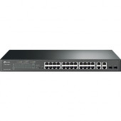 TP-Link 24-Port 10/100Mbps + 4-Port Gigabit Smart PoE+ Switch - 24 Ports - Manageable - 2 Layer Supported - 2 SFP Slots - 229.73 W Power Consumption - 192 W PoE Budget - Optical Fiber, Twisted Pair - PoE Ports - 1U High - Rack-mountable, Desktop - Lifetim