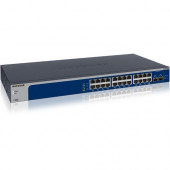 Netgear 24-Port 10-Gigabit/Multi-Gigabit Ethernet Smart Managed Plus Switch (XS724EM) - 24 Ports - Manageable - 3 Layer Supported - Modular - Twisted Pair, Optical Fiber - Desktop, Rack-mountable - Lifetime Limited Warranty XS724EM-100NAS