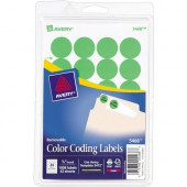 Avery &reg; 3/4" Round Color Coding Labels - Removable Adhesive - 3/4" Diameter - Circle - Laser, Inkjet - Neon Green - Paper - 24 / Sheet - 1008 / Pack - TAA Compliance 05468