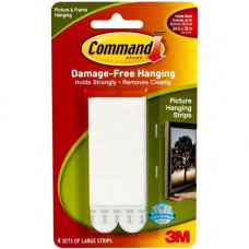 3m Command&trade; Large Picture Hanging Strips - Residue-free -4 Sets of Strips/Pack - White - TAA Compliance 17206ES