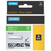 Newell Rubbermaid Dymo White 0n Green Color Coded Label - Permanent Adhesive - 1/2" Width x 18 3/64 ft Length - Thermal Transfer - Green - Vinyl - TAA Compliance 1805414