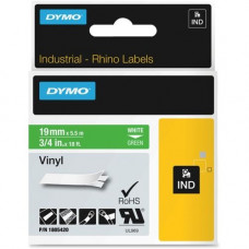 Newell Rubbermaid Dymo Colored 3/4" Vinyl Label Tape - Permanent Adhesive - 3/4" Width x 18 ft Length - Thermal Transfer - White, Green - Vinyl - 1 Each - TAA Compliance 1805420