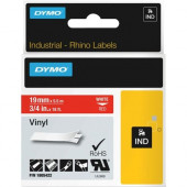 Newell Rubbermaid Dymo Colored 3/4" Vinyl Label Tape - Permanent Adhesive - 3/4" Width x 18 3/64 ft Length - Rectangle - Thermal Transfer - Red, White - Vinyl - 1 Each - TAA Compliance 1805422