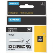 Newell Rubbermaid Dymo White on Black Color Coded Label - Permanent Adhesive - 23/64" Width x 18 ft Length - Thermal Transfer - Black - Vinyl - TAA Compliance 1805437