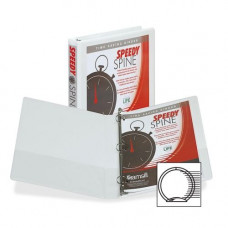 Samsill Speedy Spine Round Ring View Binder - 1" Binder Capacity - Letter - 8 1/2" x 11" Sheet Size - 225 Sheet Capacity - 3 x Round Ring Fastener(s) - 2 Internal Pocket(s) - Polyvinyl Chloride (PVC), Paperboard, Vinyl, Chipboard - White - 