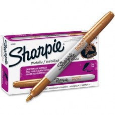 Newell Rubbermaid Sharpie Metallic Fine Point Permanent Marker - Fine Marker Point - Bronze - 12 / Pack - TAA Compliance 1823888