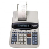 Victor 2640-2 12 Digit Heavy Duty Commercial Calculator - Dual Color Print - Dot Matrix - 4.6 lps - Clock, Date, Big Display - 12 Digits - Fluorescent - AC Supply Powered - 8" x 11.3" x 3" - White - 1 Each 2640-2