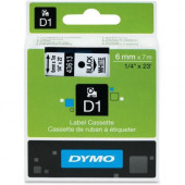 Newell Rubbermaid Dymo D1 Electronic Tape Cartridge - 1/4" Width x 22 63/64 ft Length - Thermal Transfer - White - Polyester - 1 Each - TAA Compliance 43613