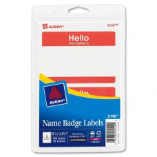 Avery &reg; Name Badge Labels, Red Border, 2-1/3&#226;ÃÂÃÂÃÂÃÂ x 3-3/8&#226;ÃÂÃÂÃÂÃÂ, 100 Badges (5140) - Removable Adhesiv