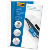 Fellowes Glossy Pouches - Business Card, 7 mil, 100 pack - Sheet Size Supported: Business Card - Laminating Pouch/Sheet Size: 3.75" Width x 7 mil Thickness - Type G - Glossy - for Document, Business Card - Durable - Clear - 100 / Pack 52059