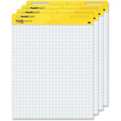 3m Post-it Self-Stick Easel Pads Value Pack, 25 in x 30 in, White with Faint Grid - 30 Sheets - Stapled - Feint Blue Margin - 18.50 lb Basis Weight - 25" x 30" - White Paper - Self-adhesive, Bleed-free, Perforated, Repositionable, Resist Bleed-t