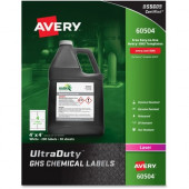 Avery &reg; UltraDuty(R) GHS Chemical Labels for Laser Printers, Permanent Adhesive, Waterproof, UV Resistant, 4" x 4", 200 Labels (60504) - Permanent Adhesive - 4" Width x 4" Length - Square - Laser - White - Polyester Film - 4 / 