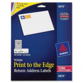 Avery &reg; Return Address Labels, Sure Feed(TM) Technology, Print to the Edge, Permanent Adhesive, 3/4" x 2-1/4", 750 Labels (6870) - 3/4" Width x 2 1/5" Length - Rectangle - Laser - White - 30 / Sheet - 750 / Pack - FSC, TAA Comp