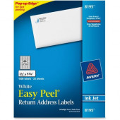 Avery &reg; Easy Peel(R) Return Address Labels, Sure Feed(TM) Technology, Permanent Adhesive, 2/3" x 1-3/4", 1,500 Labels (8195) - Permanent Adhesive - 1 3/4" Width x 2/3" Length - Rectangle - Inkjet - White - 60 / Sheet - 1500 / P