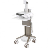 Ergotron CareFit Pro Electric Lift Cart, LiFe Powered, US/CA/MX - Push/Pull Handle - 37.48 lb Capacity - 4 Casters - 5" Caster Size - White, Warm Gray - TAA Compliant C52-2201-1