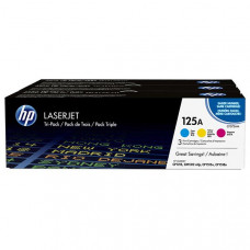 HP 125A (CE259A) Cyan/Magenta/Yellow 3-pack Original LaserJet Toner Cartridges (4,200 Yield) - Design for the Environment (DfE), TAA Compliance CE259A