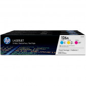 HP 126A (CF341A) Cyan/Magenta/Yellow 3-pack Original LaserJet Toner Cartridges (3 x 1,000 Yield) - Design for the Environment (DfE), TAA Compliance CF341A