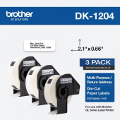 Brother DK Multipurpose Label - 21/32" Width x 2 1/10" Length - Rectangle - Thermal - Paper - 400 / Roll - 3 Roll DK12043PK