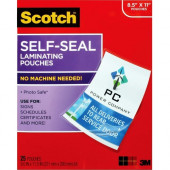 3m Scotch Self-Sealing Laminating Pouches 8.5"x11" - Sheet Size Supported: Letter 8.50" Width x 11" Length - Glossy - for Document, Sign, Certificate, Flyer, Schedule, Photo - Hassle-free, Heat Resistant, Easy to Use, Self-sealing, Pho